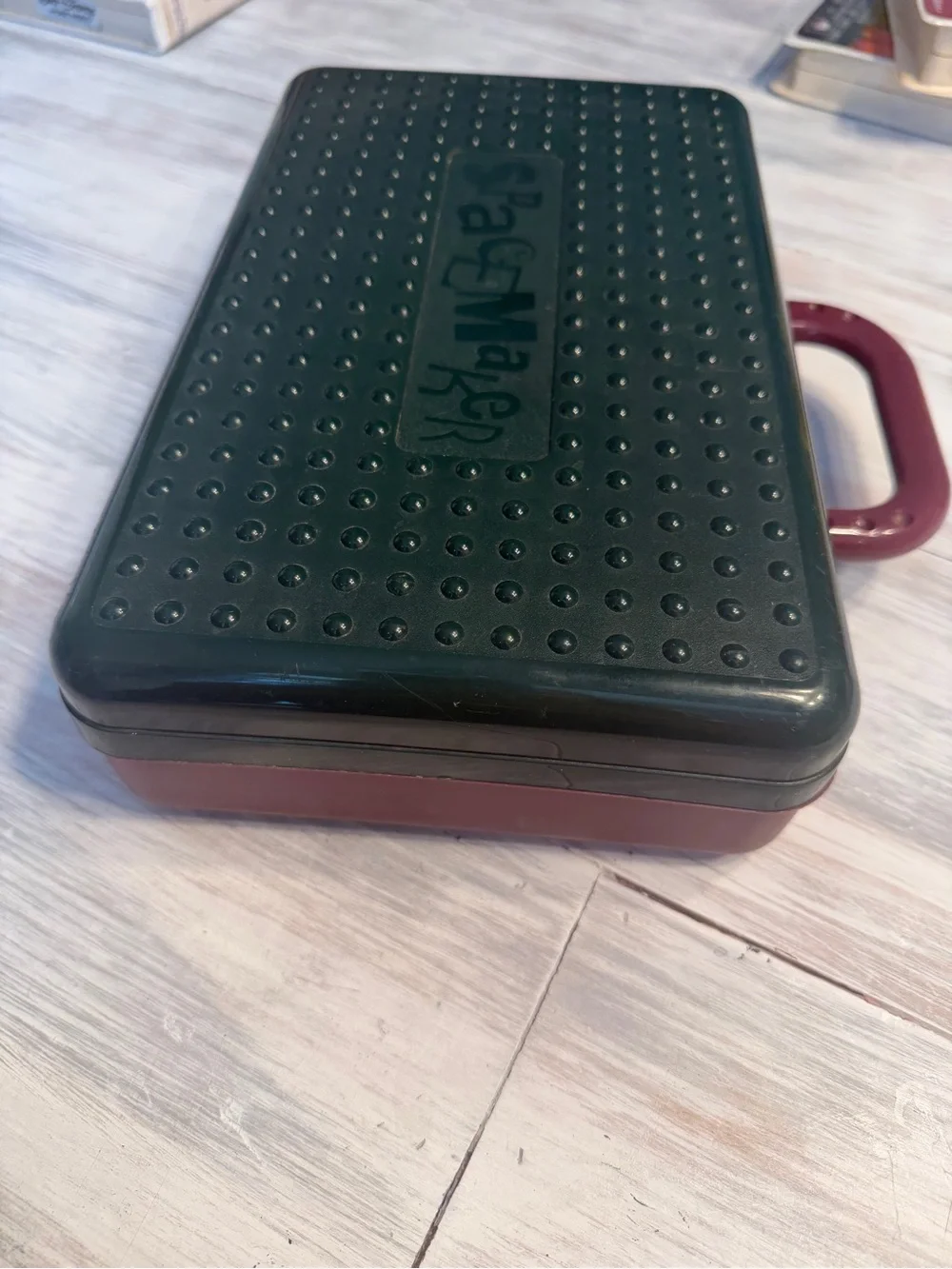Vintage 1994 SpaceMaker II Storage Case Forest Green Burgundy Handle Organizer